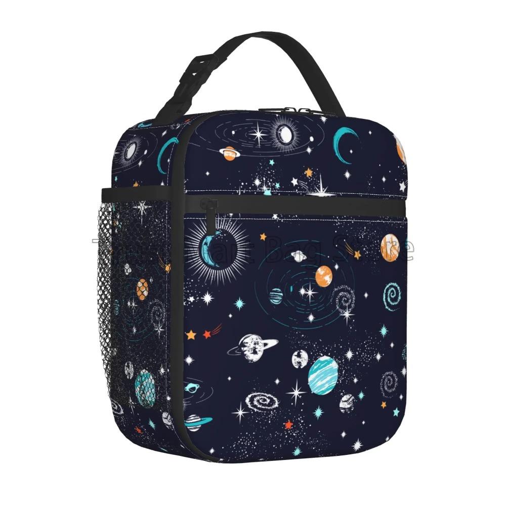 Space Planet Insulated Lunch Bag for Kids Solar System Lunch Box Universe Galaxy Cooler Bento Bag for School Travel Picnic Beach
