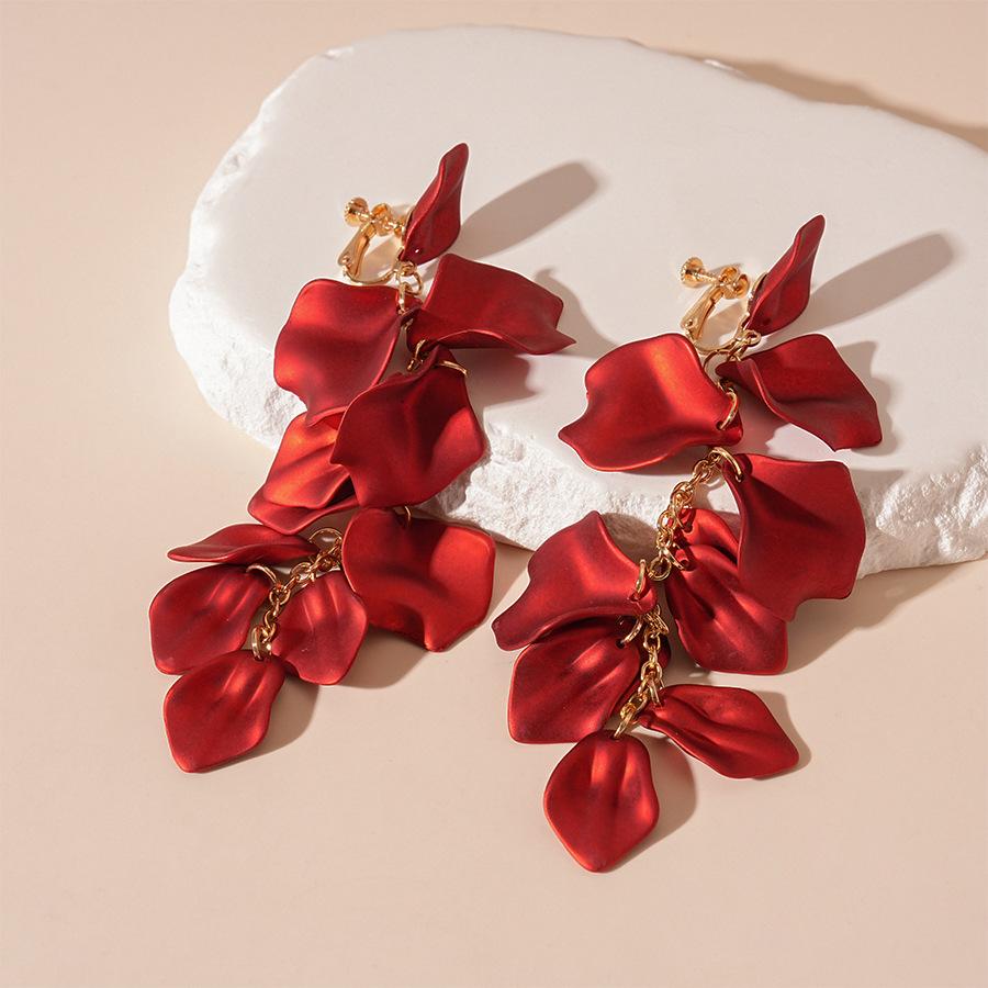 No Ear Piercings, Wrinkled Acrylic Petals, Long Fringed Earclips, Personalized Earrings.