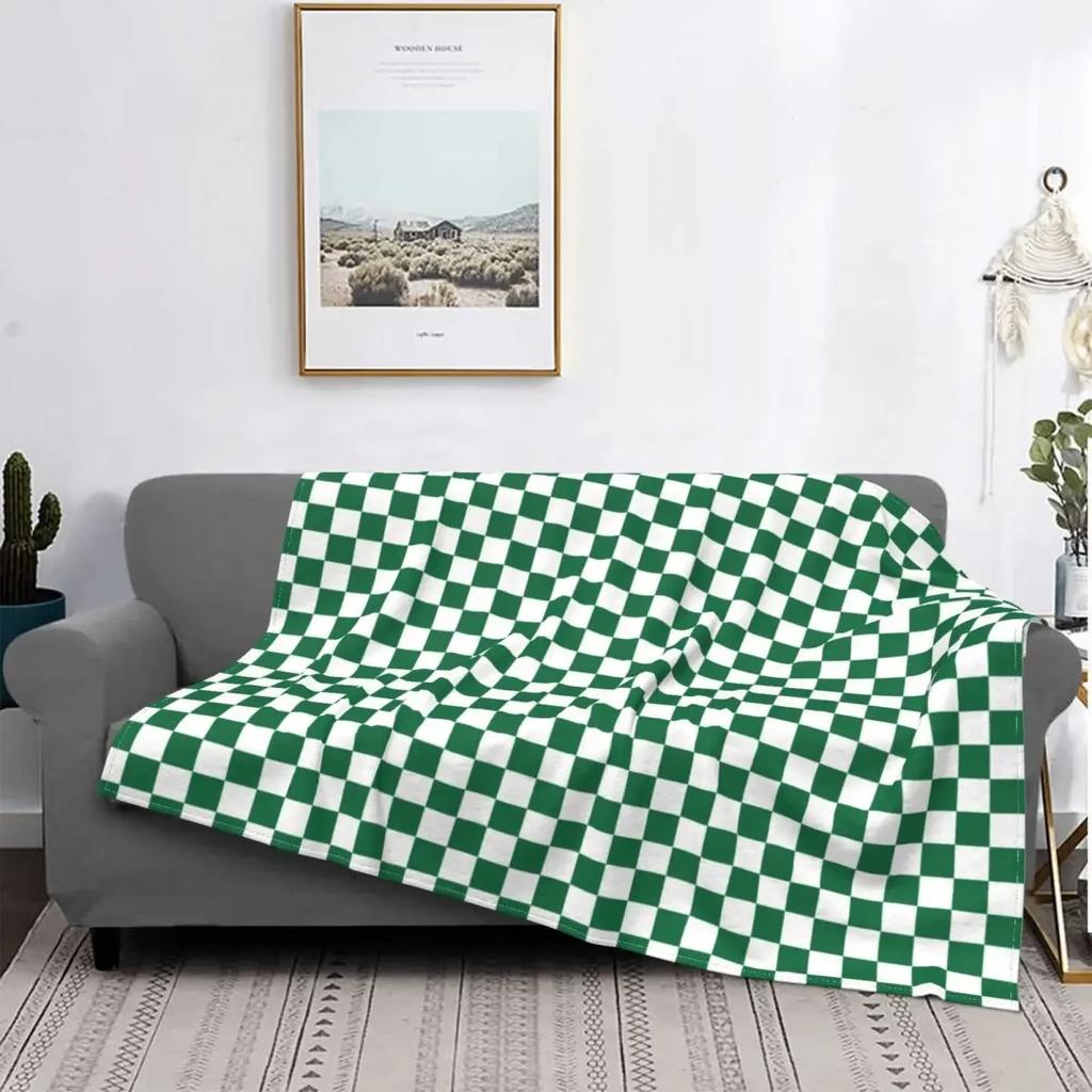 Black And White Checkerboard Pattern Blanket Comfortable Soft Flannel Autumn Geometric Tartan Throw Blanket for Sofa Car Bedroom
