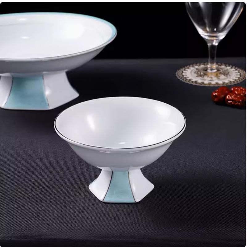 Chinese Style Ceramic High-Foot Serving Bowl