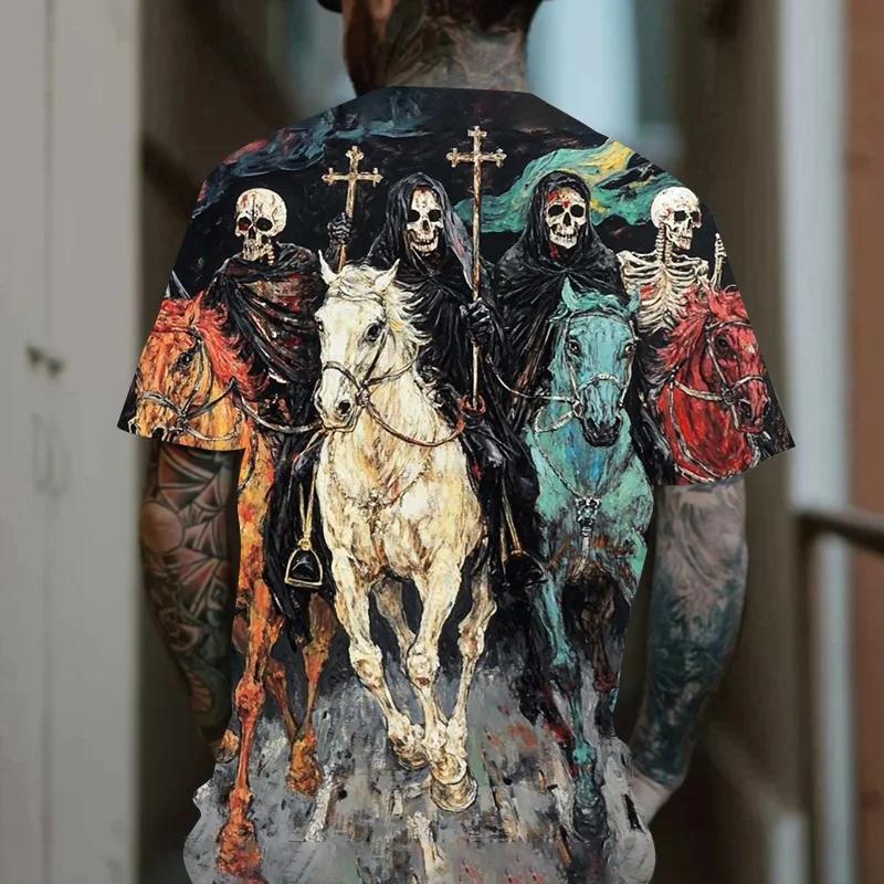 Gothic Style Men's T-shirt Horror Skull 3D Print Kids Tees Fashion Men Women Short Sleeve O-Neck Tshirt Oversized Street Y2k Top