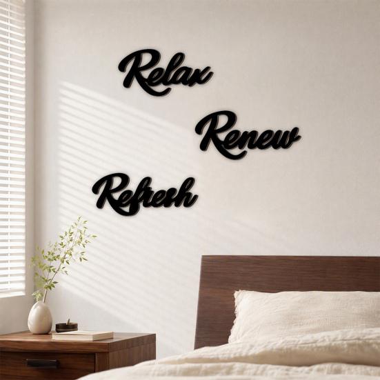 Wooden Letters for Wall Stickers, Self-Adhesive Art Decor, Retro 3D Three Dimensional Letter Signs English Words Stickers Home Living Room Bedroom