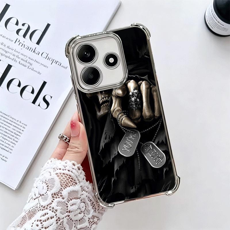 

Grim Reaper Skeleton Funny Style Plating Phone Case For Xiaomi Redmi Note 14 15 Pro Plus 13 12 11 11S 11T 10 9S 9 5G Anti-Fall A Redmi Note 12 4G