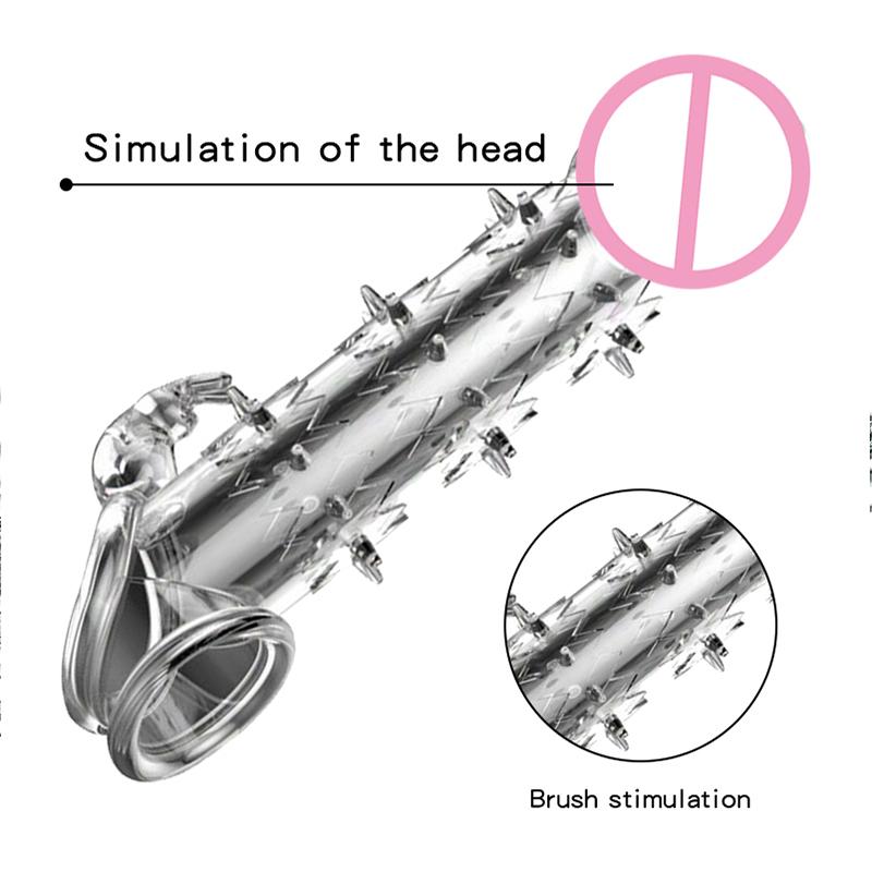 Reusable Penis Sleeve Penis Enlargement Condoms Extender Male Cock Sex Toy Spikes Realistic Dildo Sleeve Adult Sex Products For Men