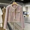 Koreanischer Stil Vielseitige Mode Kurze Tweed Steppjacke Damen Herbst Neu Schlankmachende Persönlichkeit Top Qualität Polyester Voll Sle