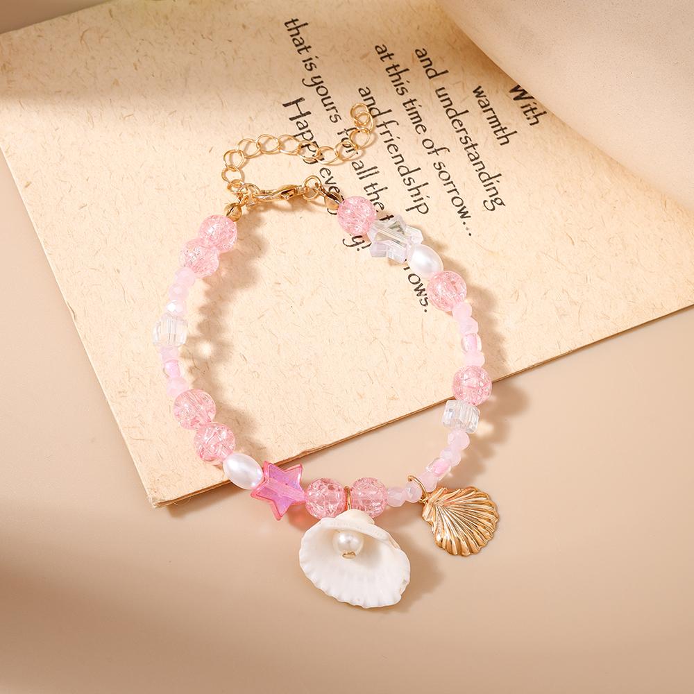 Bohemia Conch Shell Charms Bracelet for Women Girls Pearl Crystal Handmade Beaded Bracelet Summer Beach Jewelry Gifts