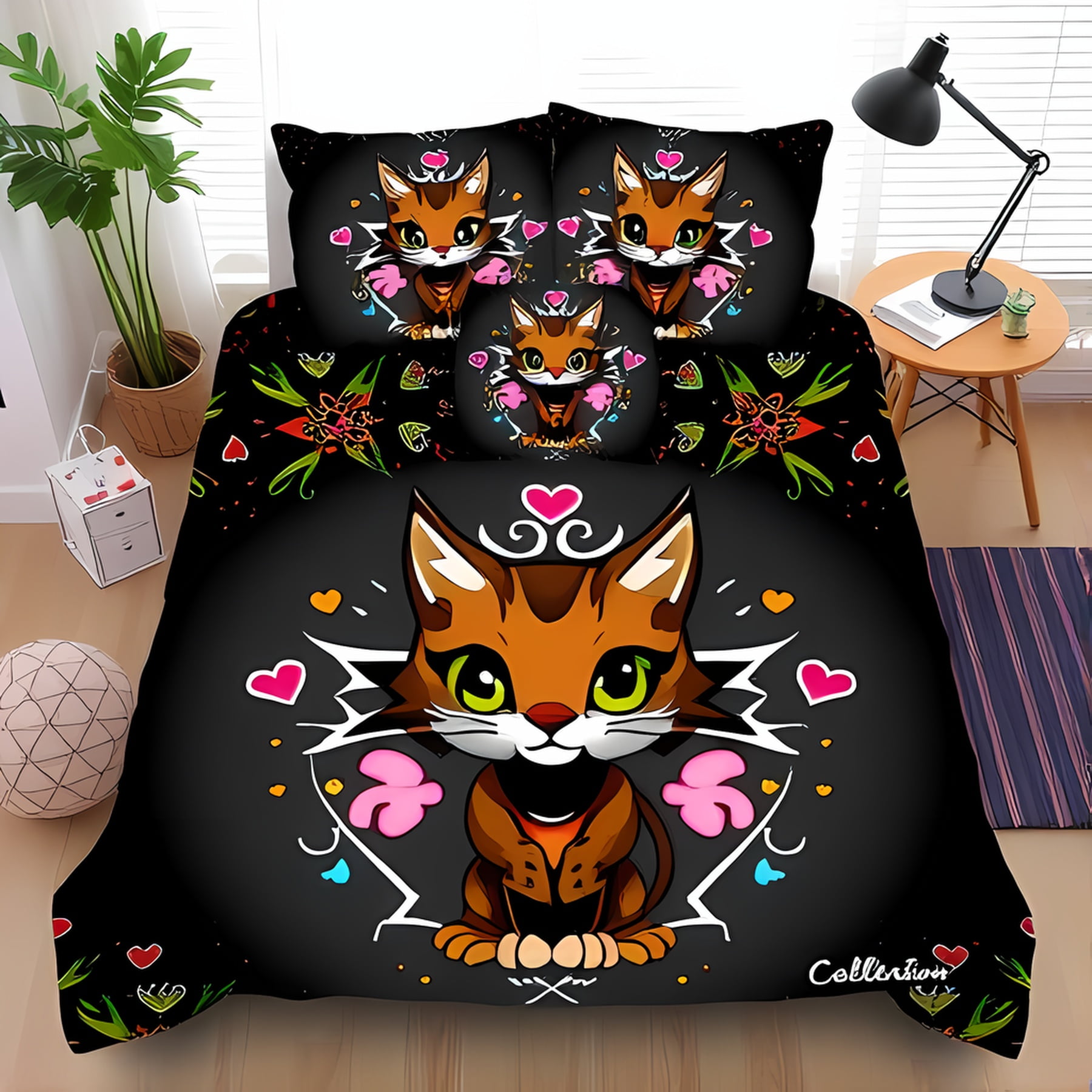 

Cat Beding Set Comfortable Quilt Cover Printed Soft Duvet Cover Warm Comforter Covers Suitable Children Kids plus Adult Peoples Warm Soft plus 120*200cm Single