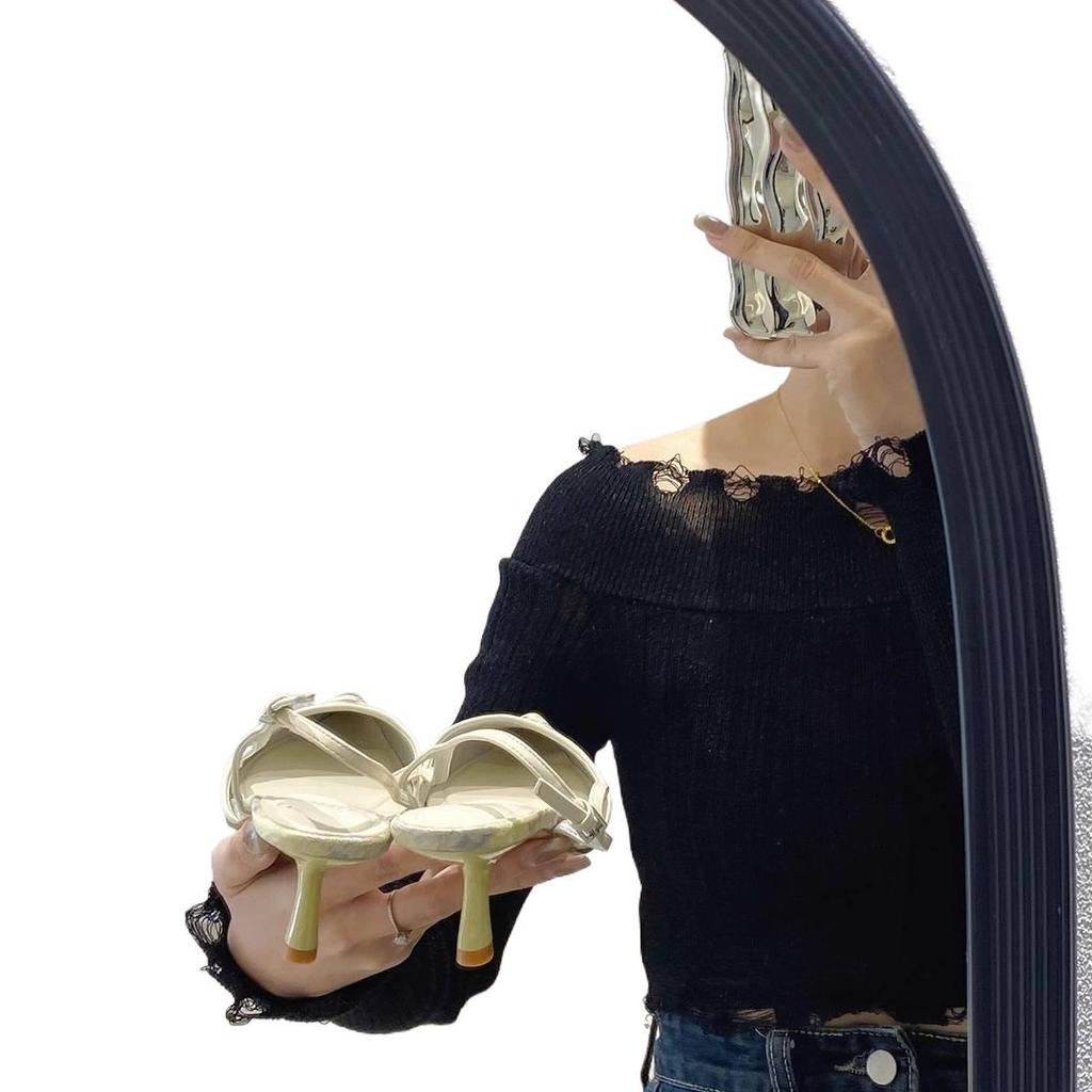 Single Shoes Temperament Light Mouth Kitten Heel French New Chinese Bag Head Sandals Pointed Head Word with Stiletto Women's High Heels