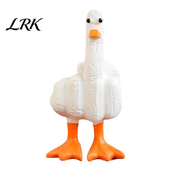 Whimsical Desk Decoration Funny Duck/Chick Figurine, Creative Resin Animal Statue Desktop Ornament, Middle Finger Duck Figurine Sculpture for A
