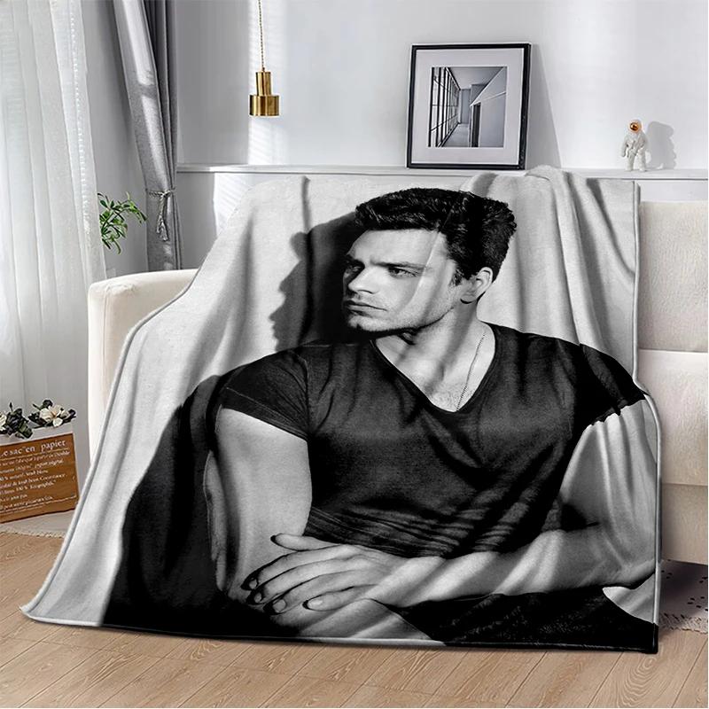 3D Sebastian Stan Handsome Actro Soft Flannel Blanket for Bed Bedroom Sofa Picnic,Throw Blanket for Cover Office Gift Kids
