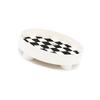 Round Storage Organizer Tray Checkerboard Design Plate Container Tray for Fruit Perfume Jewelry White, Small