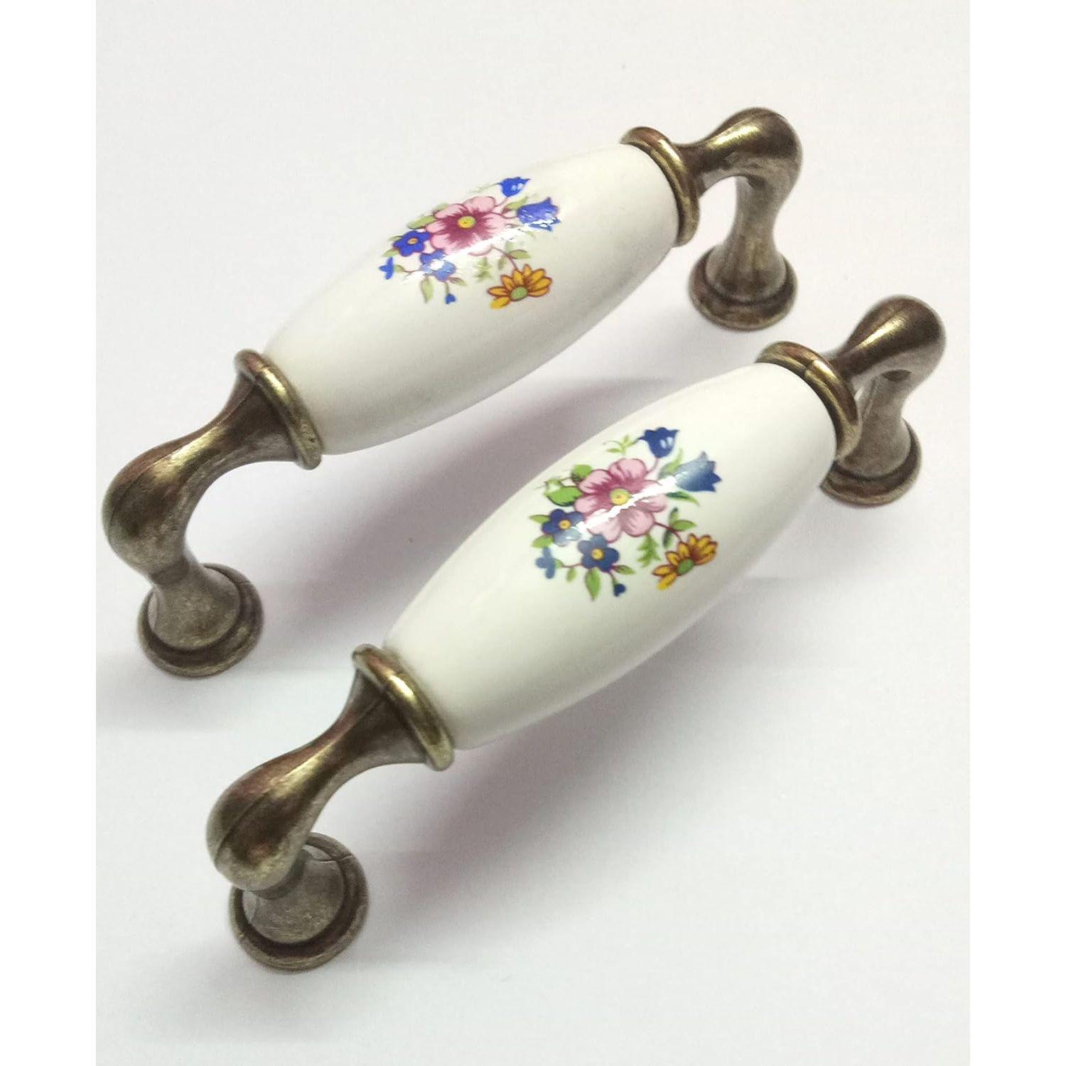 

Studios Round Ceramic Pull Handle For Kitchen Cabinet/Drawer/Dresser/Tv Unit In 4 Inches (Pack Of 2),Multicolor