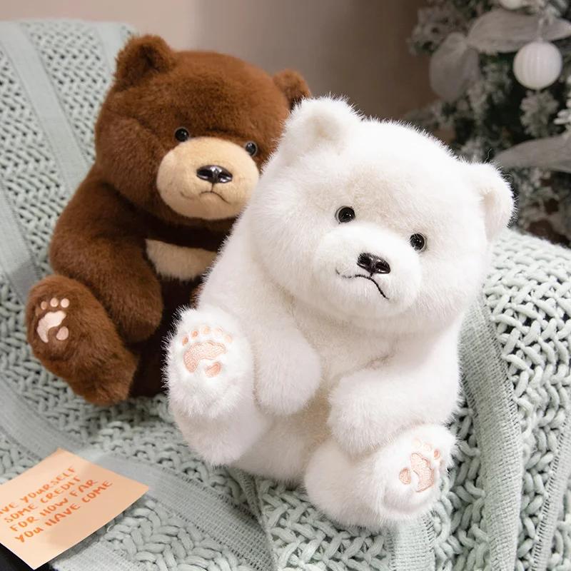 Fluffy Chubby Brown / White Bear Plush Doll Stuffed Cartoon Bear Toys For Children Nice Birthday Gift For Friends Sleep Mate