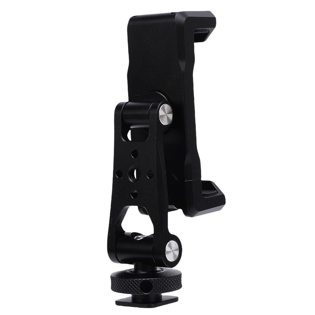 Camera Phone Support with Dual Cold Shoe Mount 360 Degree Adjustable Universal Metal Phone Clamp Tripod Mount Adapter