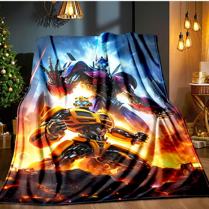 Car robots Battle Blanket Flannel Throw for Sofa, Indoor, Camping, Living Room, Office, Chair, And Bed Soft Birthday Gift