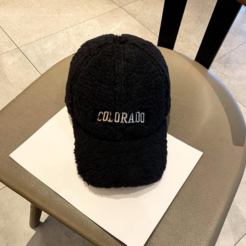 

Warm Hat for Women Fashion Korean Fashion Brand Embroidered Letter Plush Baseball Cap Showing Face Small Versatile Baseball Cap Adjustable