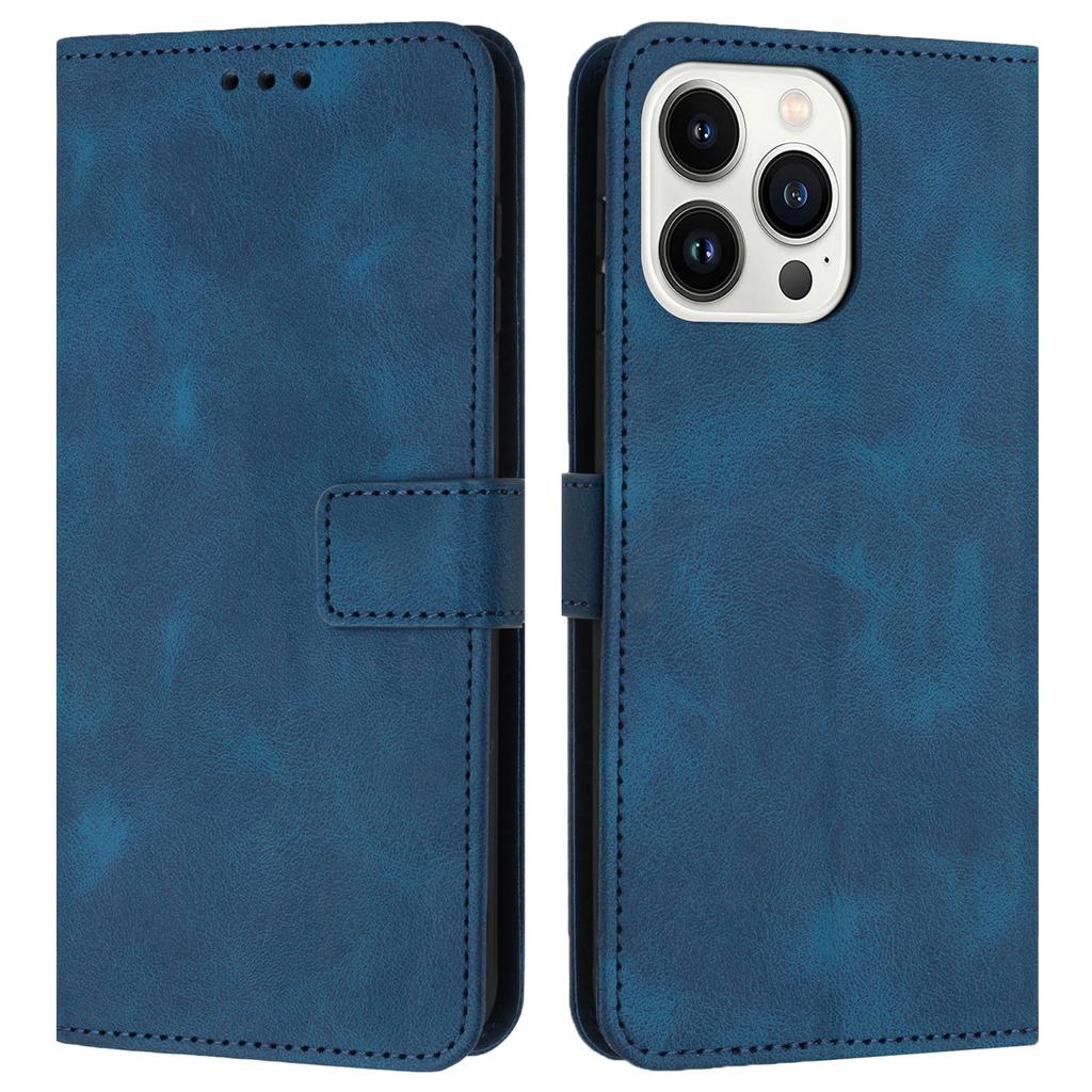 For iPhone 16 Pro Max Leather Case Solid Color Wallet Protective Phone Cover
