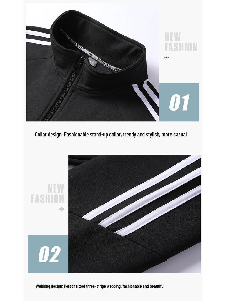 Chaqueta con capucha y cárdigan de tres rayas para hombre para primavera/otoño - Moda deportiva casual