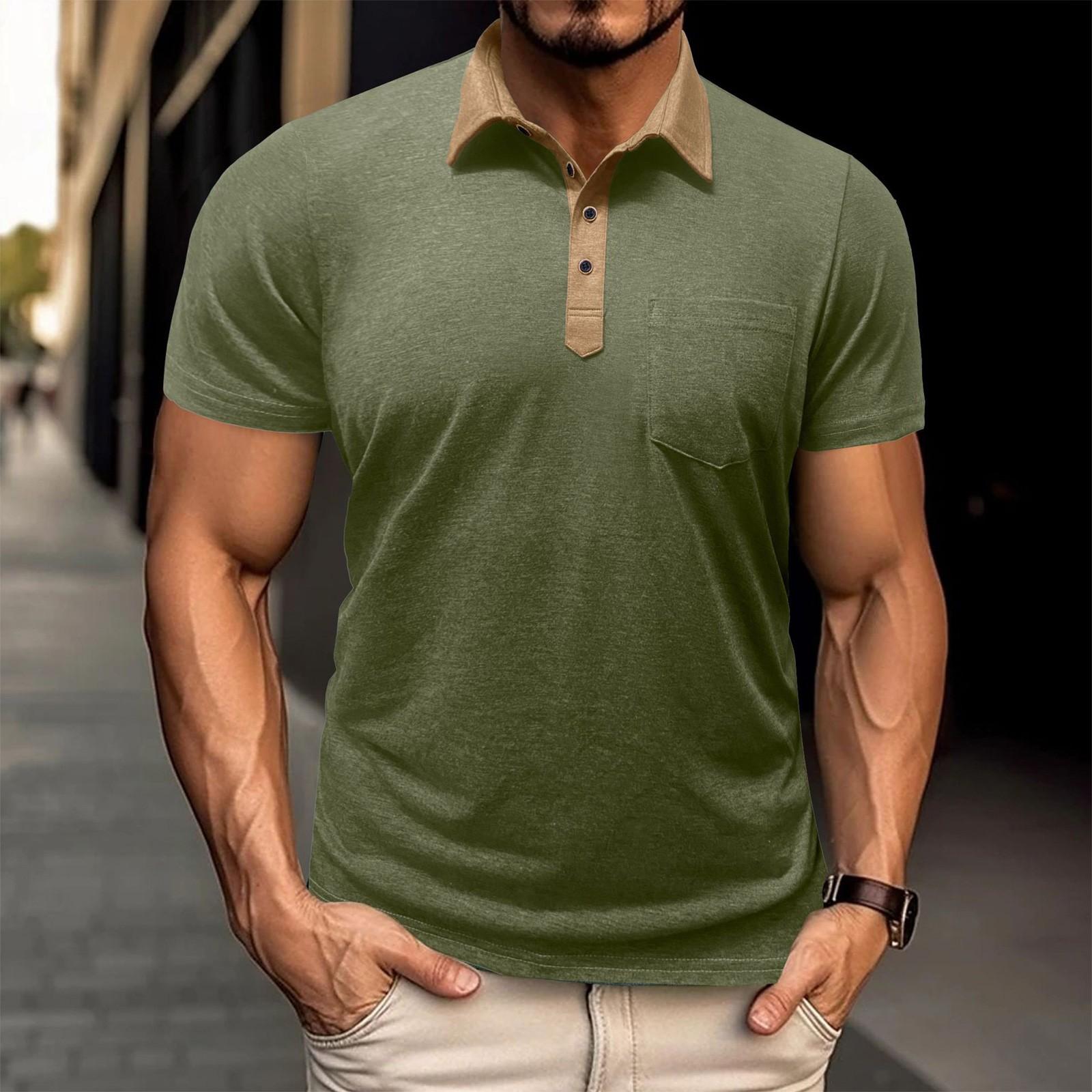 

Мужская рубашка с коротким рукавом Мужская футболка с 4 пуговицами Повседневный топ L