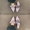 2025 Summer New women Versatile Comfortable Purple sandal with Butterfly Knot Fashionable Simplicity Baotou women Half Slippers
