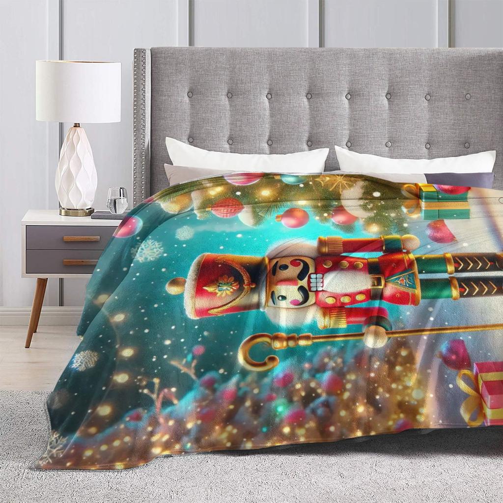 Christmas Nutcracker Flannel Blankets Spring  Soft Throw Blanket for Girls Boys Living Room Print Bedspread Sofa Bed Cover