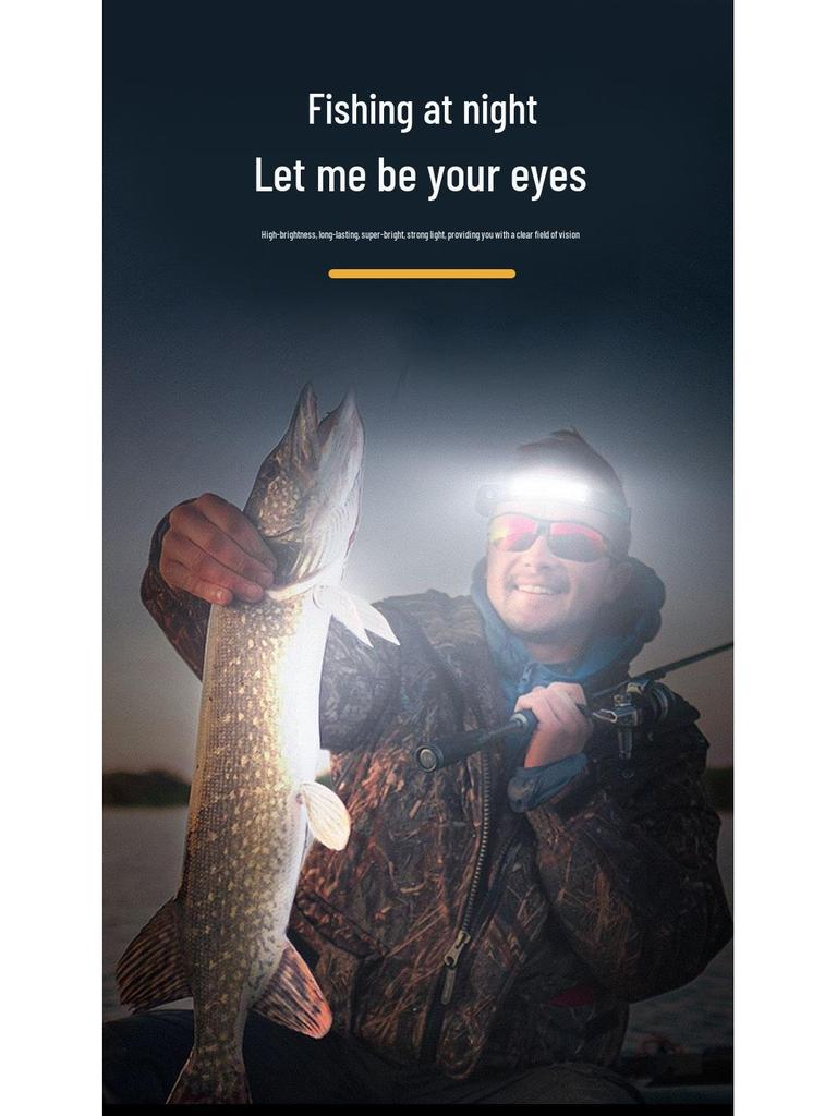 Yellow Light Induction Headlamp: Long Battery Life, Lithium Battery, Clip-On, Red Light Option for Night Fishing