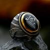 Men's Vintage Domineering 316L Stainless Steel Black Stone Cross Ring Fashion Ethnic Style Signet Rings Luxury Jewelry Wholesale