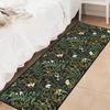 Black Green Runner Rug for Hallway 2x6,Botanical Print Runner Rug for Entryway,Plant Leaf Printed Area Rugs Non-Slip Throw Floor Carpet for Bedroom