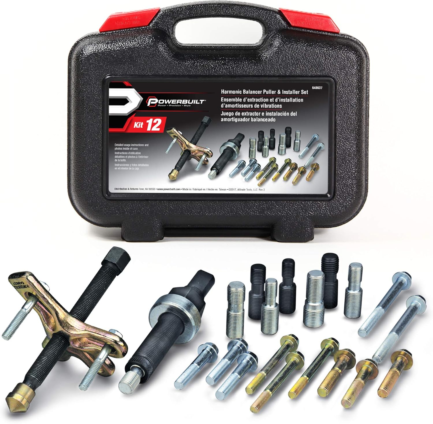 

Harmonic Balancer Puller and Installer Tool Set, Install and Remove Kit, Cars and Light Trucks, Storage Case - 648637