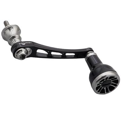 HEIGHTEN Spinning Reel Handle Adjustable With Knob DAIWA SHIMANO Compatible Engine Series Black And Gunmetal HT26002 55-60mm 24.5mm