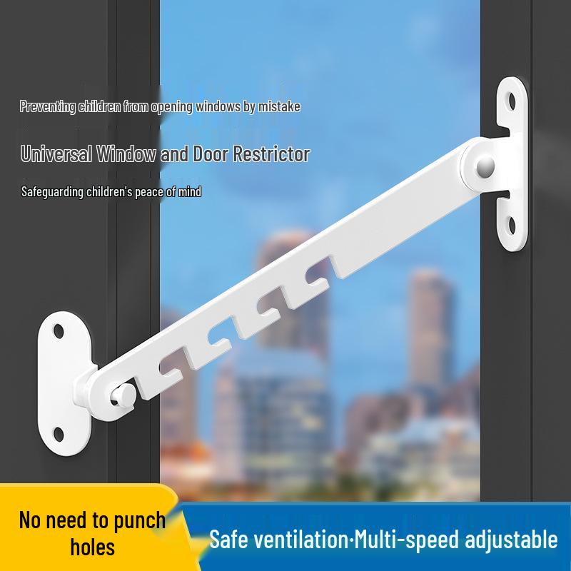 Child Safety Window and Door Lock: Universal Windproof No-Punch Limiter for Inward & Outward Opening Windows