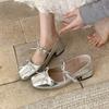 Coarse Heel Version~ Temperament Bow Light Mouth Single Shoes Spring and Autumn Word with Square Head Mary Jane Shoes