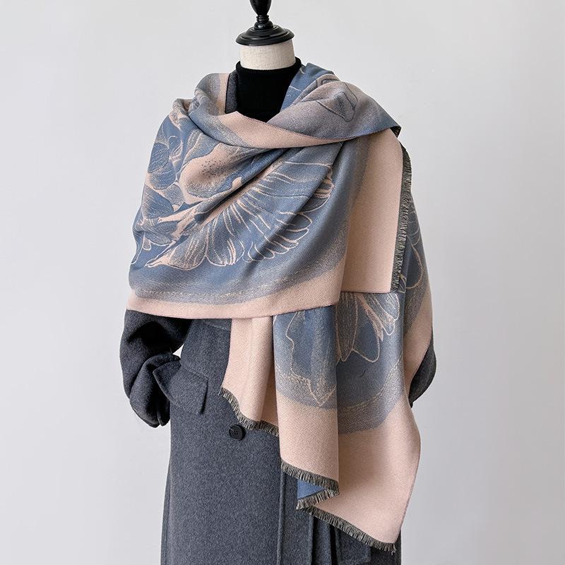 Gentle And Classic Color Imitation Cashmere Scarf Women'S Versatile Warm Scarf Big Shawl With High Sense