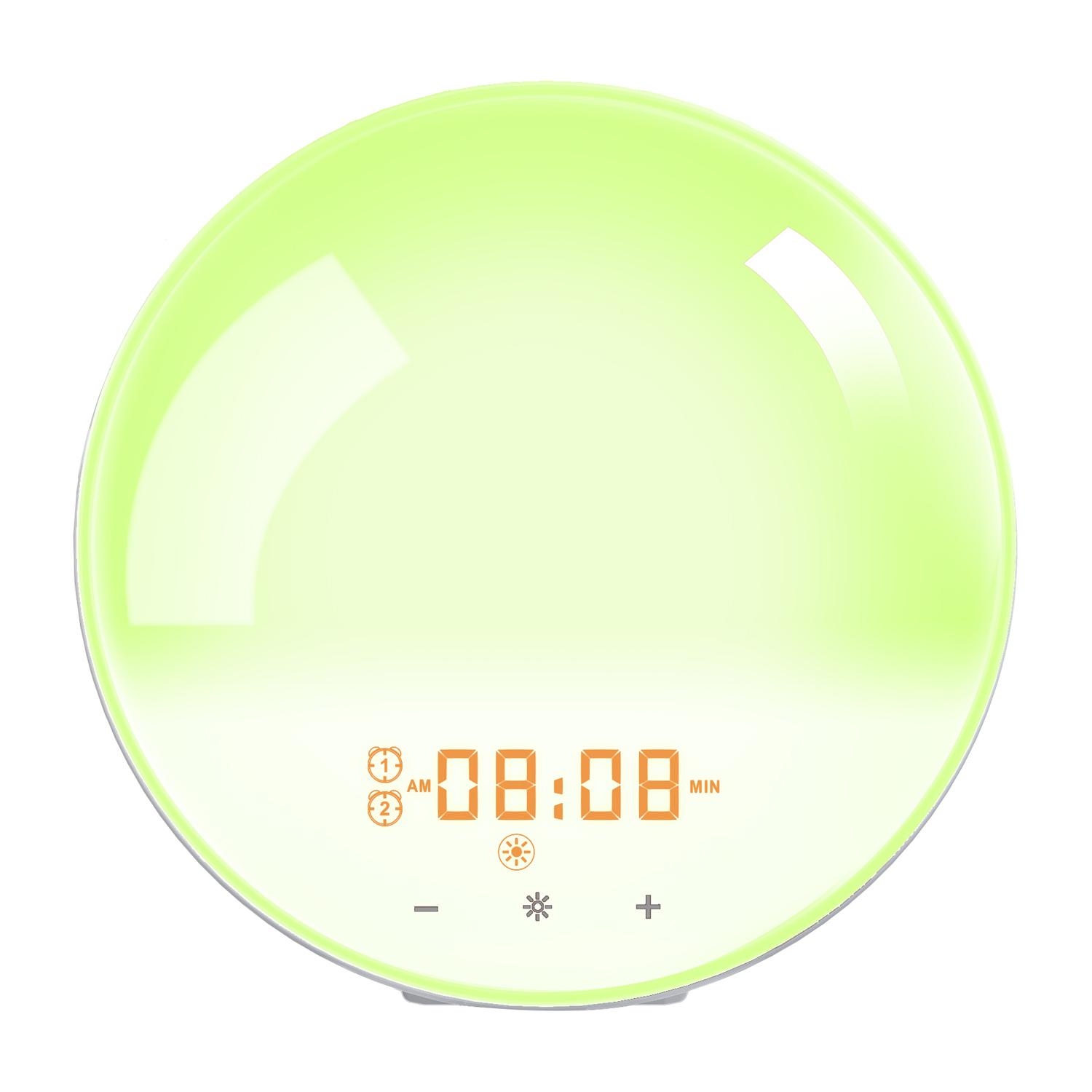 

SH-01 Sunrise/Sunset Simulation Smart Wake Up Lamp Alarm Clock 7 Color Atmosphere Lamp with FM Function EU Plug