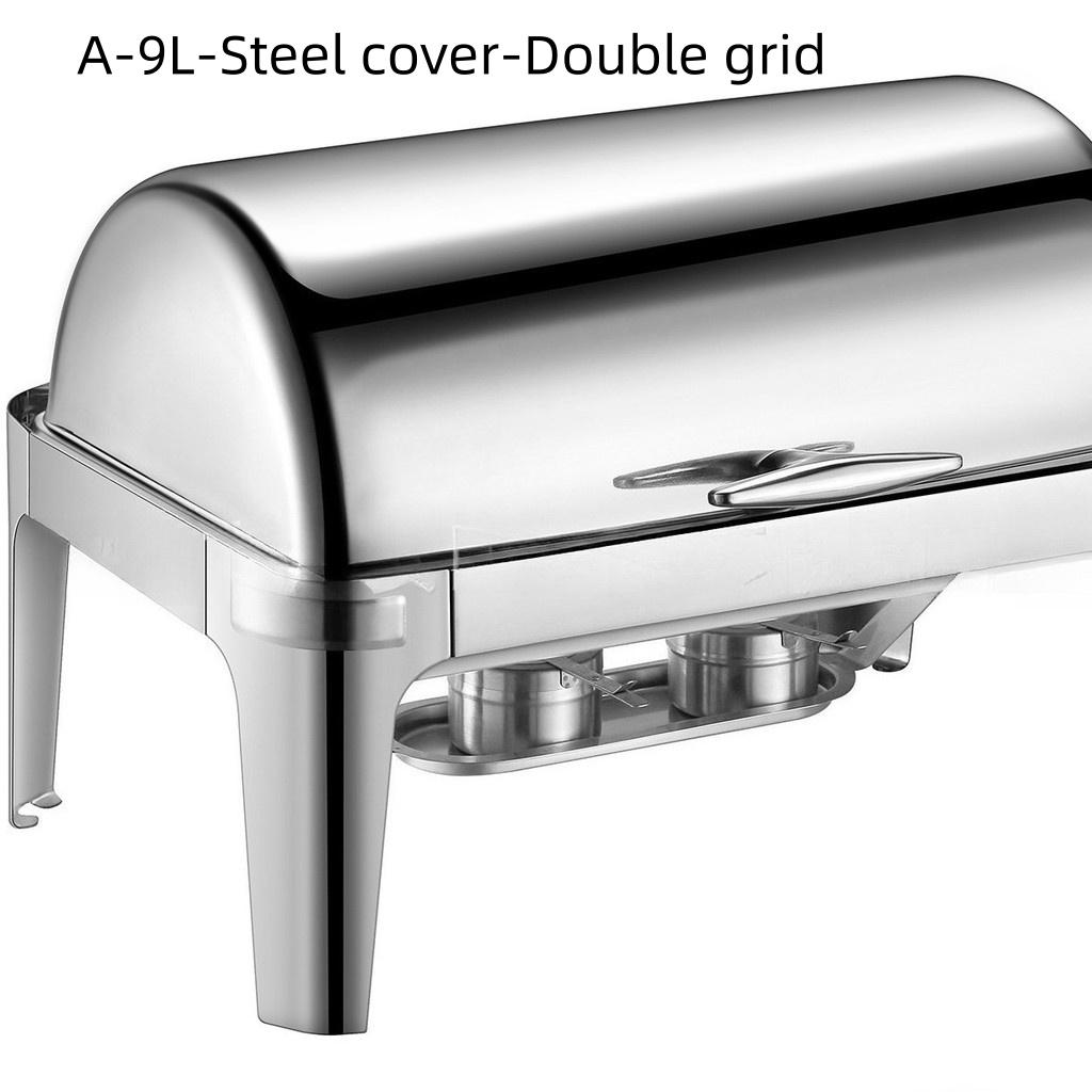 6L/9L Large Capacity Visible Dining Stove Stainless Steel Buffet Stove Alcohol Stove Hotel Restaurant Flip Cover Insulated Stove