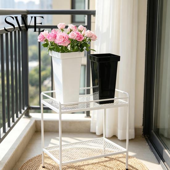 Tall Outdoor Planters Flower Bucket Easy to Move Weather-Resistant Plastic Front Porch Indoor Balcony Planter with Inner Pot Home Decor Stable Garden