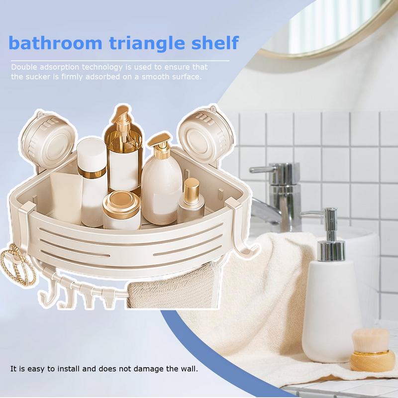 Corner Shower Caddy Suction Cup No-Drilling Removable Shower Caddy Basket Powerful Suction Bathroom Shower Shelf Organizer