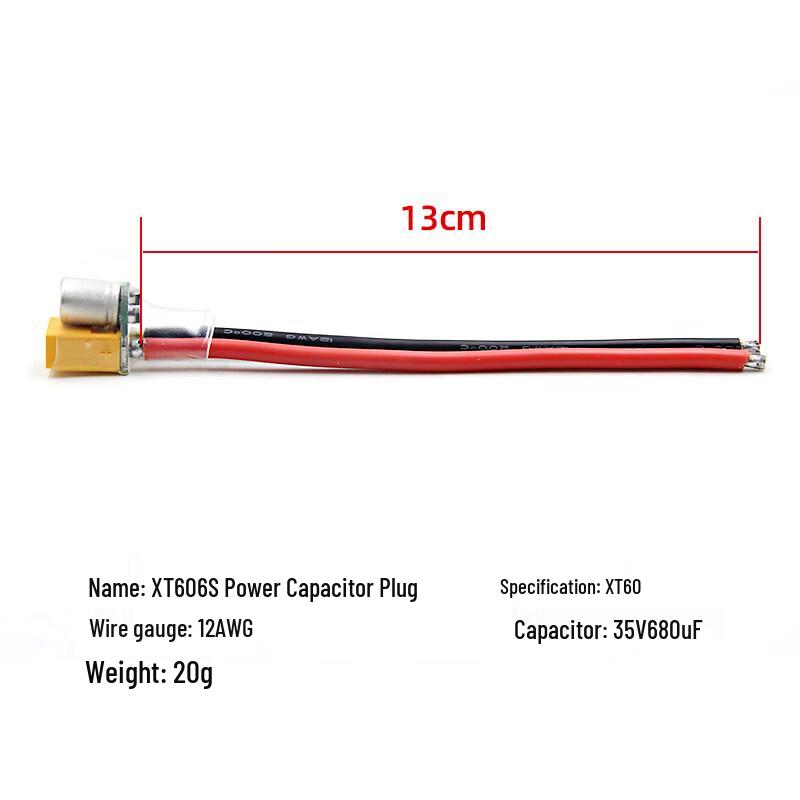 FPV Drone XT60 Power Cable with Solid Capacitor Filter