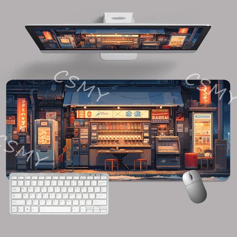 Großes Gaming-Mauspad Japan-Ästhetik Anime-Mauspad XXL Gummi-Mausmatte Verriegelungskante Laptop-Schreibtischmatte Spiel Rutschfeste Schreibtischunterlagen