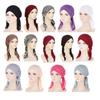 Solid Color Ruffle Slouchy Hat Soft Women Elastic Hair Bonnet Night Sleeping Cap Braids Long Curly Hair Wrap Skull Cap