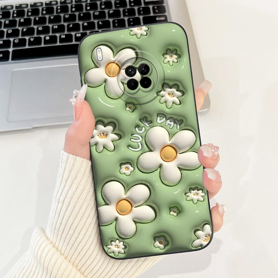 For Huawei Y9a Case Fashion Cute Cartoon Luxury Flowers Silicone Back Cover For Huawei Y9a Phone Case Shockproof Bumper FRL-L22