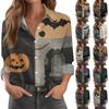 Women's Long Sleeve Casual Button Down Shirt Halloween Print Relaxed Fit Regular Collar Blouse for Everyday Wear