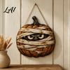 Rustic Farmhouse Entryway Sign Halloween Mummy Pumpkin Hanging Sign Retro Wooden Pendant with Office Window Ornament Hemp Rope for Front Door