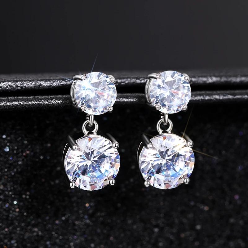 

CAOSHI Simple Round Zirconia Drop Earrings Women Silver Color Jewelry for Engagement Ceremony Fashion Female Daily Accessories