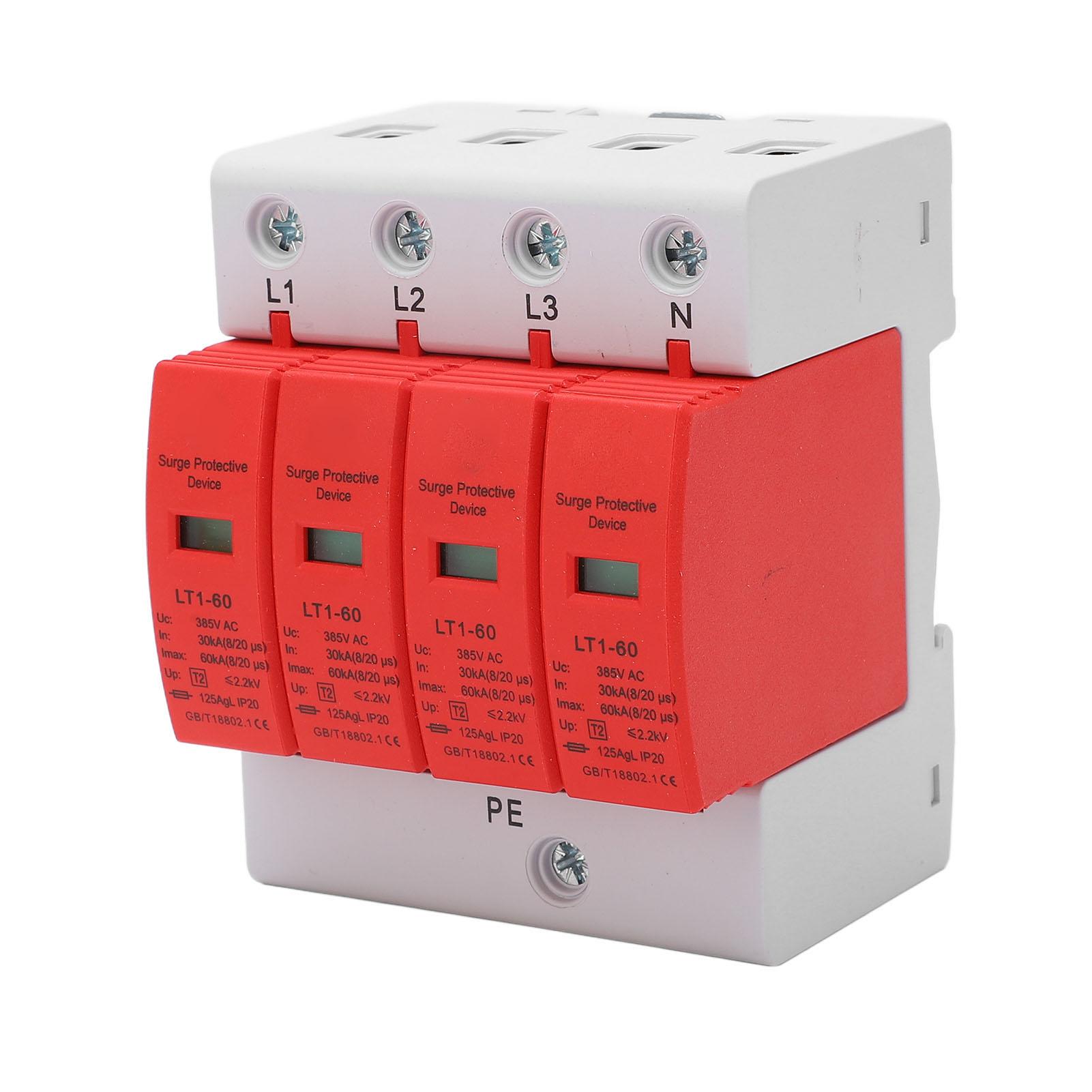 

4P Surge Protective Device Flame Retardant Housing Easy Installation Arrester Device AC385V 30kA to