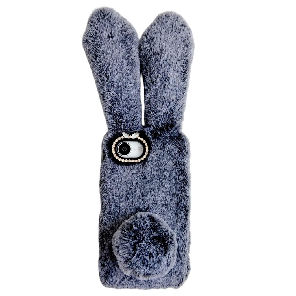 For iPhone 16e Case Plush Cute Bunny Winter Fluffy TPU Phone Cover