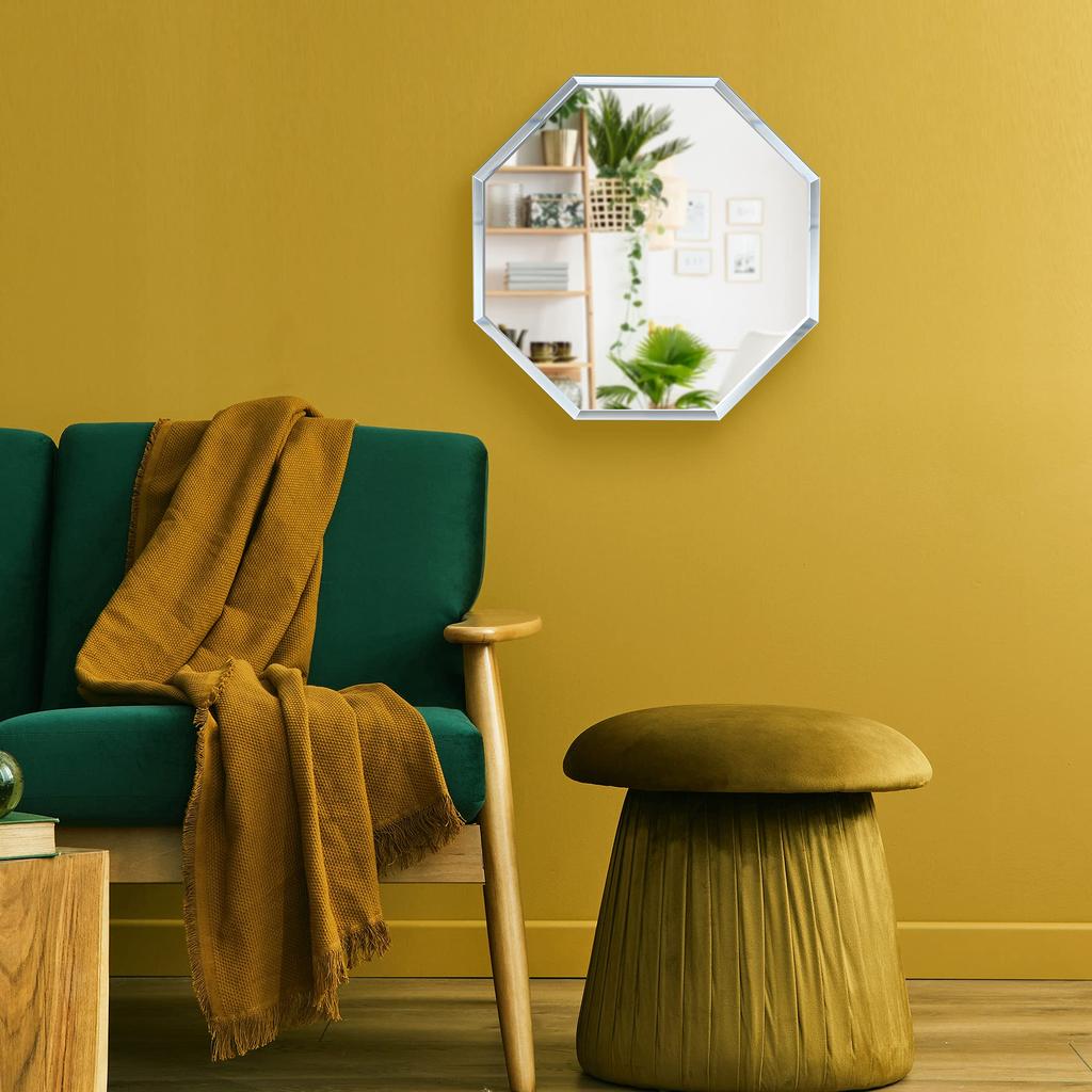 Muramatsu Kagami Store octagonal crystal 35 x 35 cm wall stickable mirror design Kagami-shaped [Rental mirror]