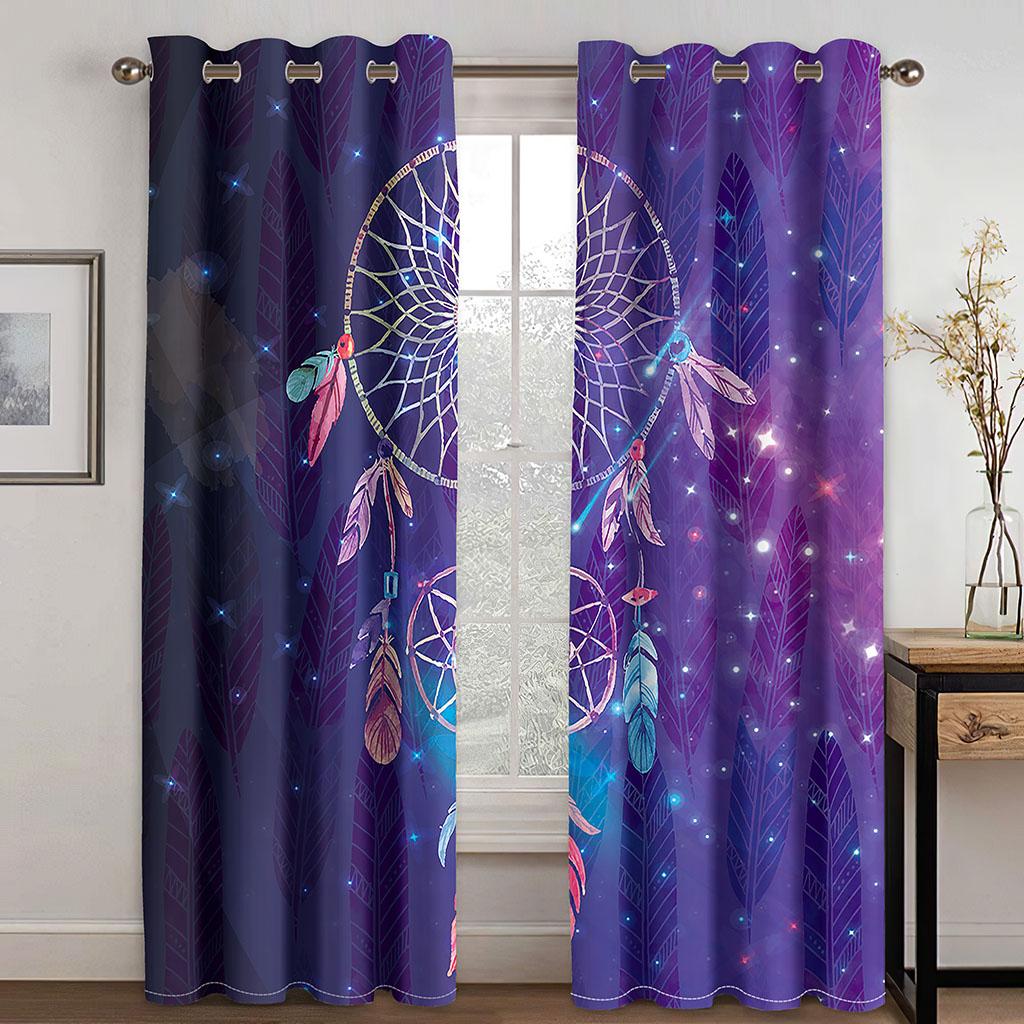 Traumfänger Bedruckte Webvorhänge Zwei unabhängige Vorhänge Links und Rechts Verdunklungsvorhänge für Schlafzimmer