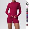 Nouvel Ensemble de Yoga Veste à Col Montant Sans Couture & Short à Séchage Rapide Push-Up