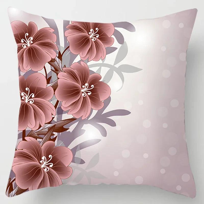 Square Pillow Case, D Printing Flower, Elegant and Fresh, Home Decoration, Living Room Sofa Cushion Cover, Pillow Case